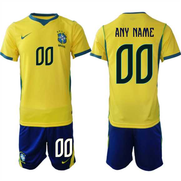 Mens Brazil national football team Custom Yellow Home 2026 Soccer Jersey Suit->->Custom Jersey