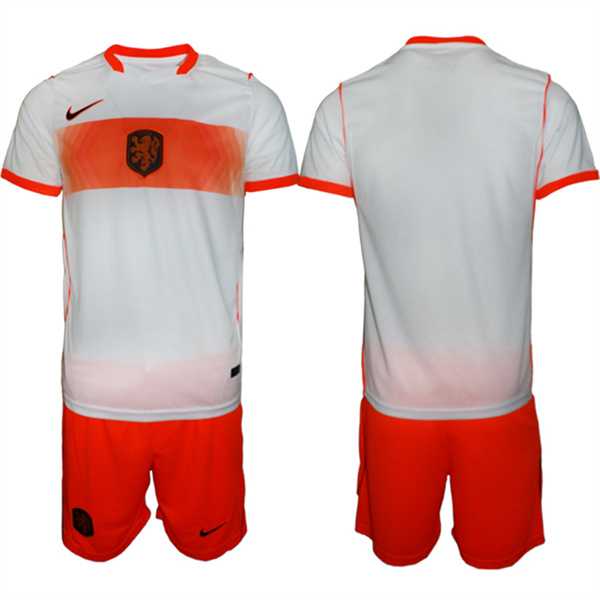 Mens Netherlands Custom Orange White Away Soccer Jersey Suit->->Custom Jersey