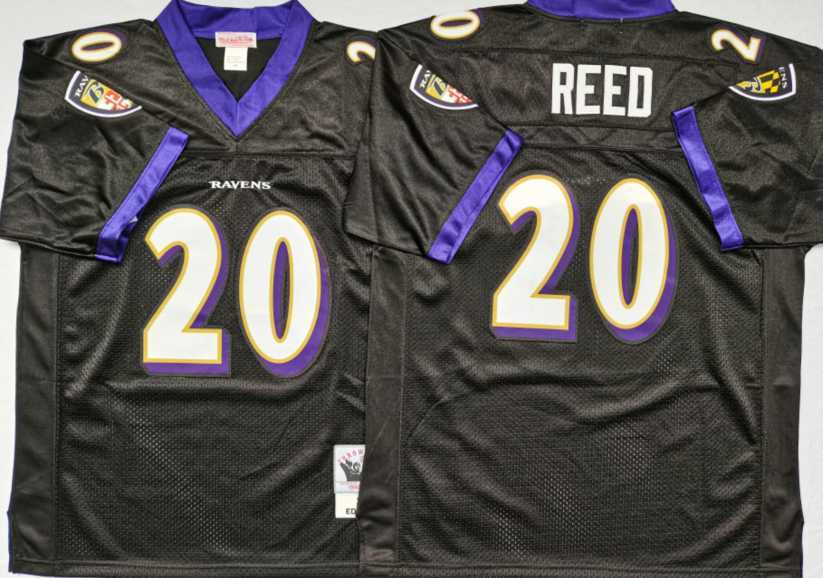 Men%27s Baltimore Ravens #20 Ed Reed Black Throwback Stitched Football Jersey->atlanta falcons->NFL Jersey