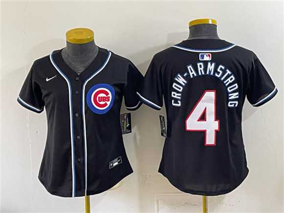 Women%27s Chicago Cubs #4 Pete Crow-Armstrong 2026 Fashion Replica Black Out Stitched Jersey(Run Small)->mlb womens jerseys->MLB Jersey