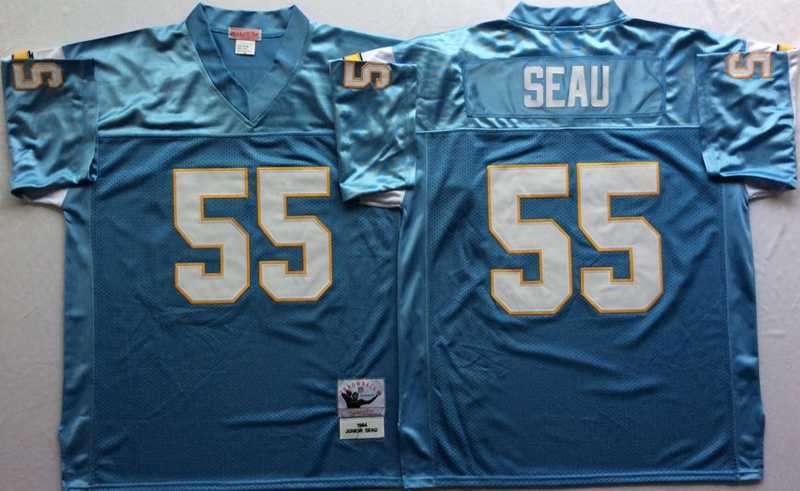 Mens Los Angeles Chargers #55 Junior Seau Light Blue Throwback Stitched Football Jersey->los angeles chargers->NFL Jersey