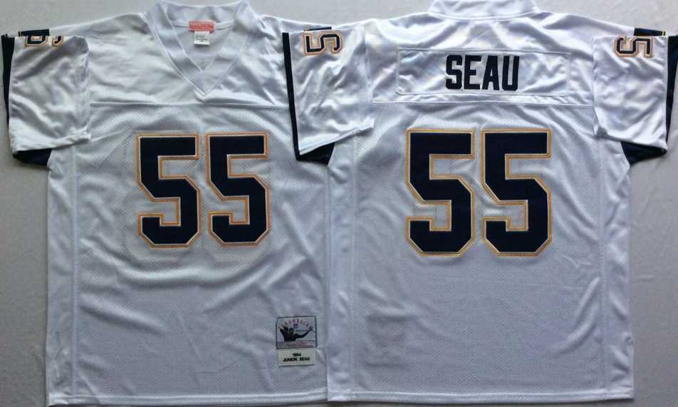 Mens Los Angeles Chargers #55 Junior Seau White Throwback Stitched Football Jersey->los angeles chargers->NFL Jersey
