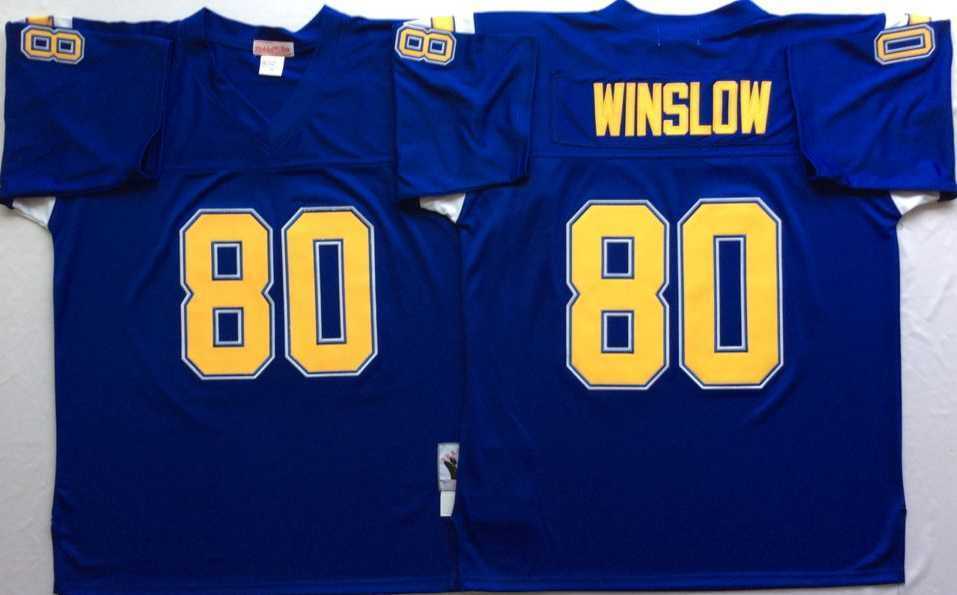 Mens Los Angeles Chargers #80 Kellen Winslow Blue Throwback Stitched Football Jersey->los angeles chargers->NFL Jersey