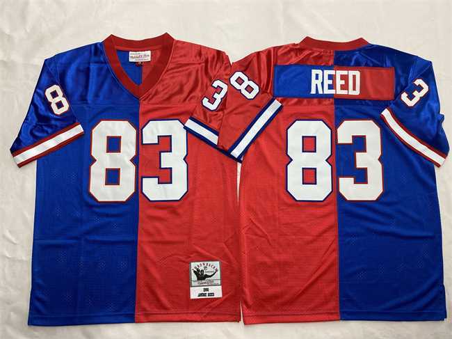 Mens Buffalo Bills #83 Andre Reed Blue Red Splite Throwback Stitched Football Jersey Dzhi->buffalo bills->NFL Jersey