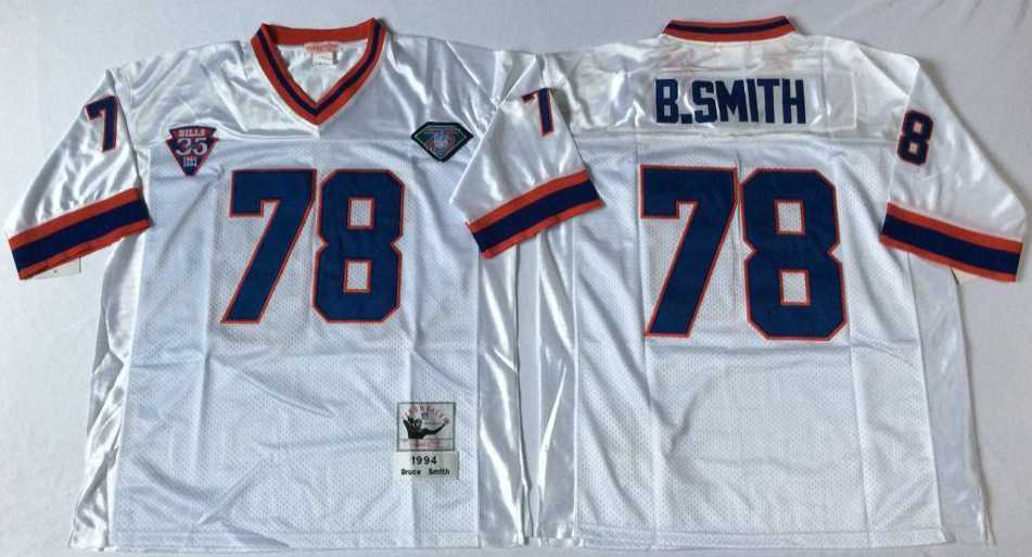 Mens Buffalo Bills #78 Bruce Smith White Throwback Stitched Football Jersey->buffalo bills->NFL Jersey