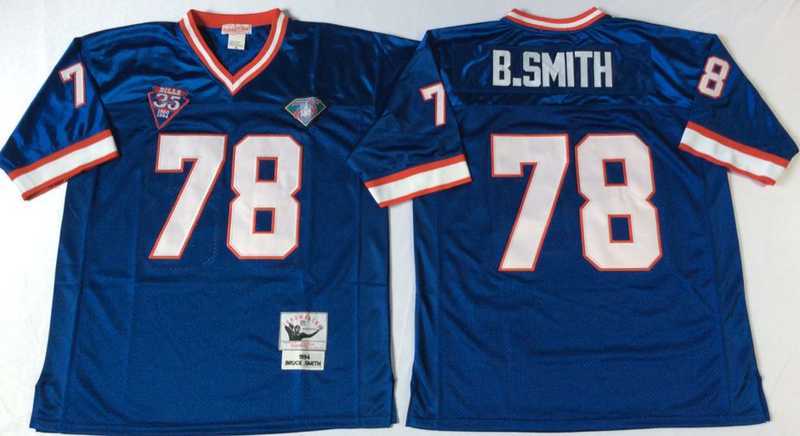 Mens Buffalo Bills #78 Bruce Smith Blue Throwback Stitched Football Jersey->buffalo bills->NFL Jersey