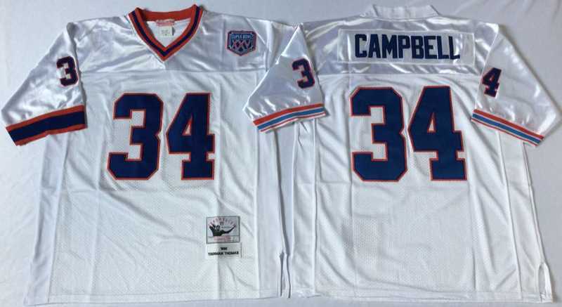 Mens Buffalo Bills #34 Thurman Thomas White Throwback Stitched Football Jersey->buffalo bills->NFL Jersey