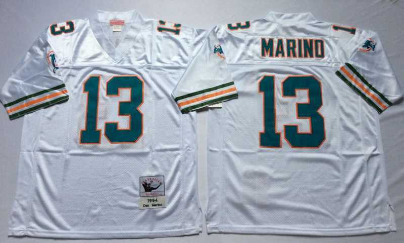Men%27s Miami Dolphins #13 Dan Marino White Throwback Stitched Football Jersey->miami dolphins->NFL Jersey