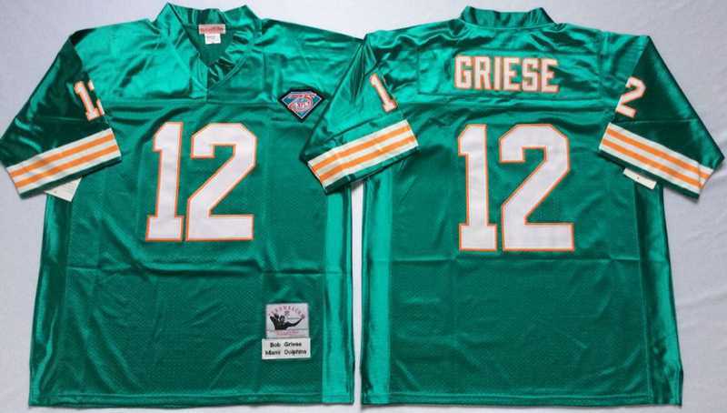Men%27s Miami Dolphins #12 Bob Griese Aqua Throwback Stitched Football Jersey->los angeles chargers->NFL Jersey