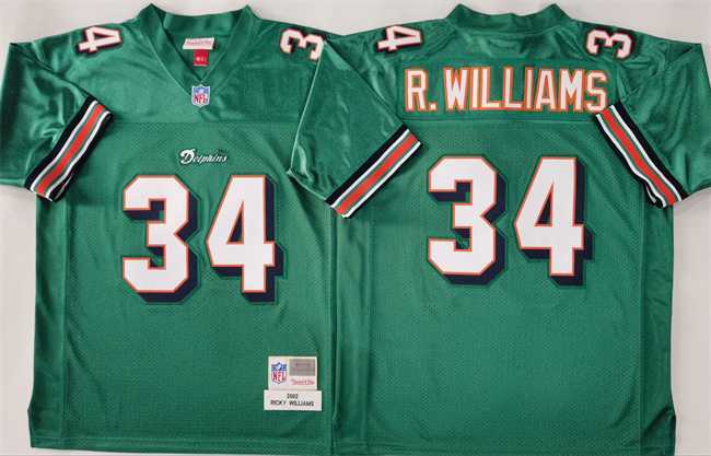 Men%27s Miami Dolphins #34 Ricky Williams Aqua Throwback Stitched Football Jersey->miami dolphins->NFL Jersey