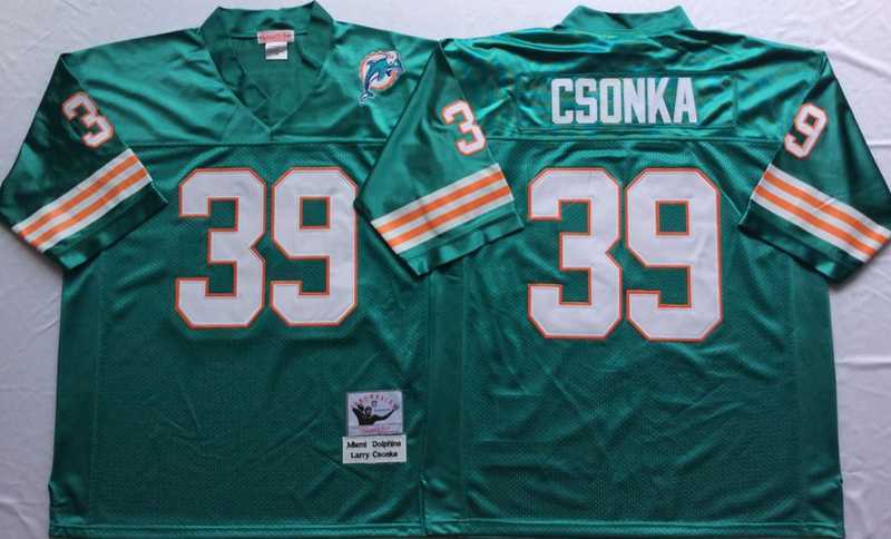 Men%27s Miami Dolphins #39 Larry Csonka Aqua Throwback Stitched Football Jersey->miami dolphins->NFL Jersey