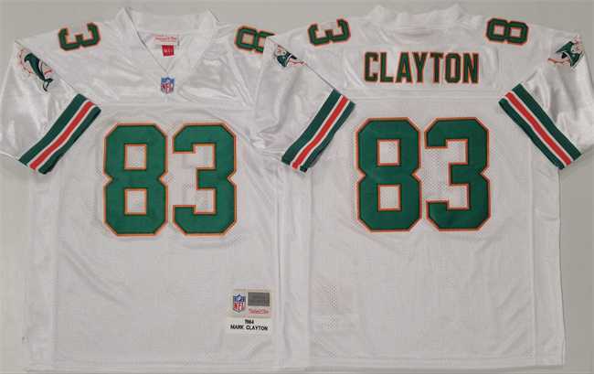 Men%27s Miami Dolphins #83 Mark Clayton White Throwback Stitched Football Jersey->miami dolphins->NFL Jersey