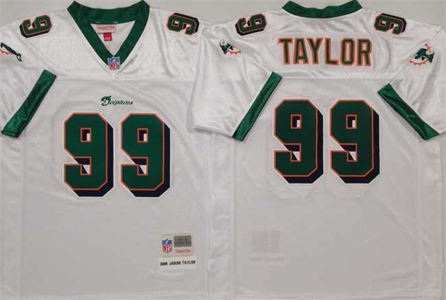 Men%27s Miami Dolphins #99 Jason Taylor White Throwback Stitched Football Jersey->minnesota vikings->NFL Jersey