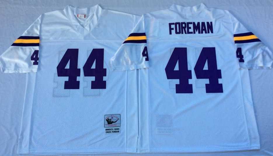 Mens Minnesota Vikings #44 Chuck Foreman White Throwback Stitched Football Jersey->minnesota vikings->NFL Jersey