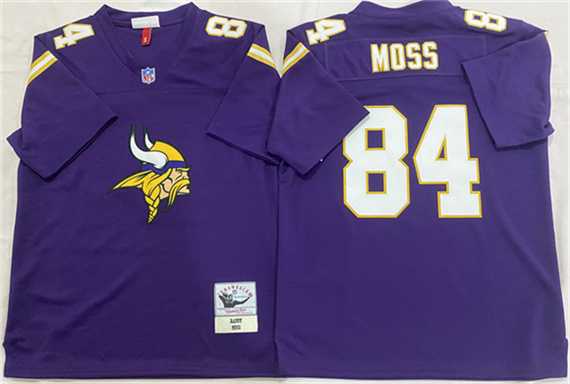 Mens Minnesota Vikings #84 Randy Moss Purple Throwback Stitched Football Jersey->minnesota vikings->NFL Jersey