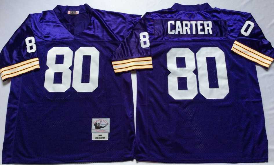 Mens Minnesota Vikings #80 Cris Carter Purple Throwback Stitched Football Jersey->minnesota vikings->NFL Jersey