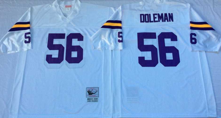 Mens Minnesota Vikings #56 Chris Doleman White Throwback Stitched Football Jersey->minnesota vikings->NFL Jersey