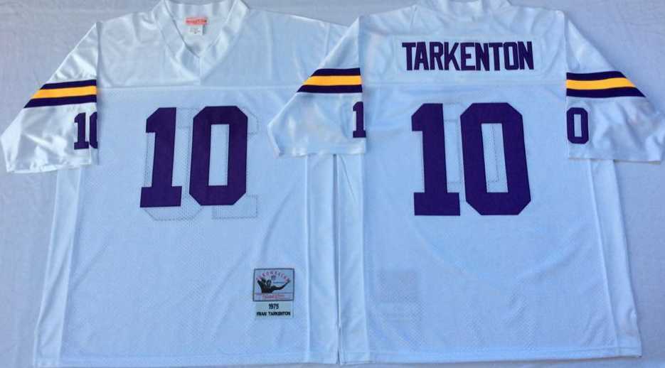 Mens Minnesota Vikings #10 Fran Tarkenton White Throwback Stitched Football Jersey->minnesota vikings->NFL Jersey