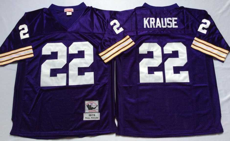 Mens Minnesota Vikings #22 Paul Krause Purple Throwback Stitched Football Jersey->minnesota vikings->NFL Jersey