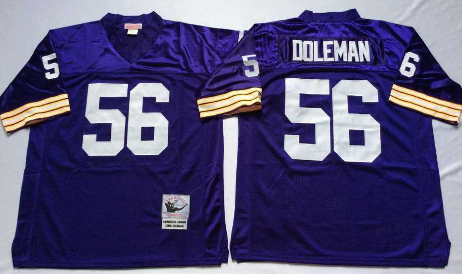 Mens Minnesota Vikings #56 Chris Doleman Purple Throwback Stitched Football Jersey->minnesota vikings->NFL Jersey