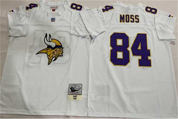 Mens Minnesota Vikings #84 Randy Moss White Throwback Stitched Football Jersey->minnesota vikings->NFL Jersey