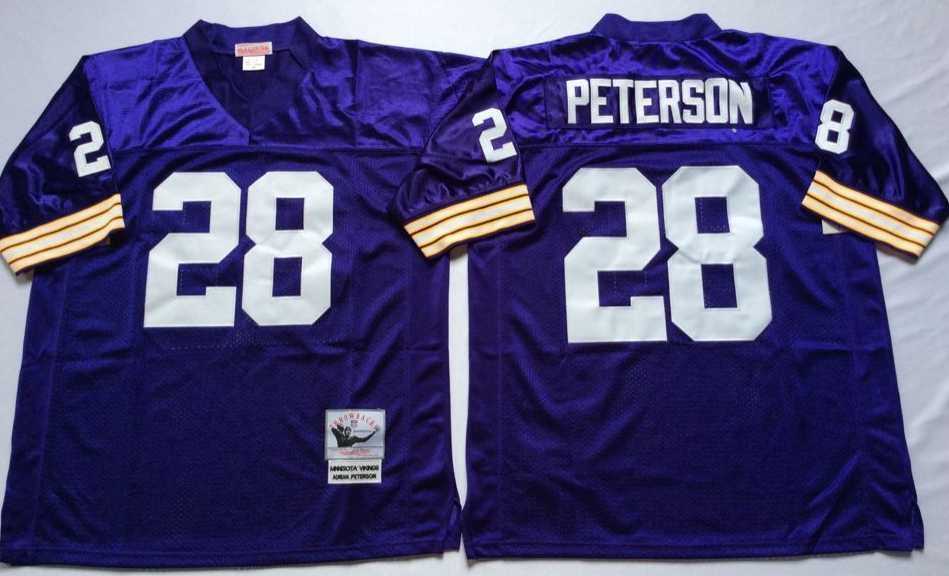 Mens Minnesota Vikings #28 Adrian Peterson Purple Throwback Stitched Football Jersey->minnesota vikings->NFL Jersey