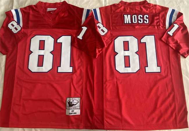 Men%27s New England Patriots #81 Randy Moss Red Throwback Stitched Football Jersey->new orleans saints->NFL Jersey