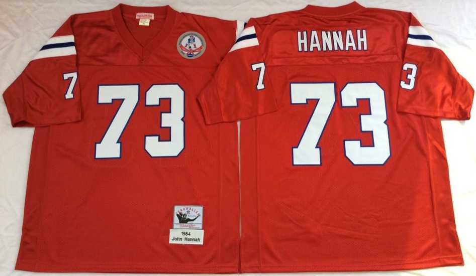 Men%27s New England Patriots #73 John Hannah Red Throwback Stitched Football Jersey->new orleans saints->NFL Jersey