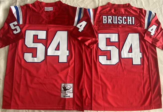 Men%27s New England Patriots #54 Tedy Bruschi Red Throwback Stitched Football Jersey->new england patriots->NFL Jersey