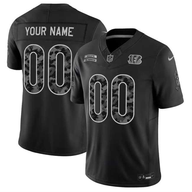 Men%27s Cincinnati Bengals Active Player Custom Black F.U.S.E. 2026 Salute to Service Limited Football Stitched Jersey->customized nfl jersey->Custom Jersey