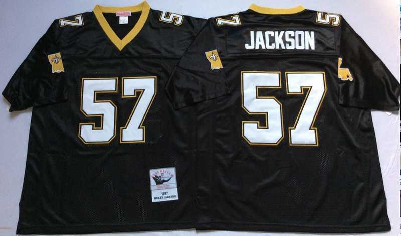 Men%27s New Orleans Saints #57 Rickey Jackson Black Throwback Stitched Football Jersey->new orleans saints->NFL Jersey