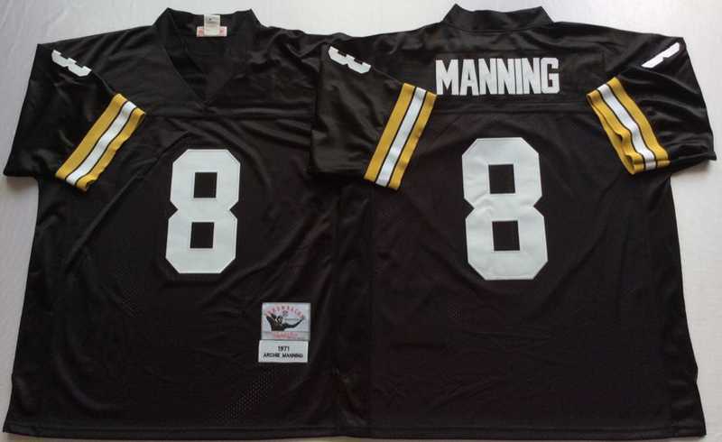 Men%27s New Orleans Saints #8 Archie Manning Black Throwback Stitched Football Jersey->new orleans saints->NFL Jersey