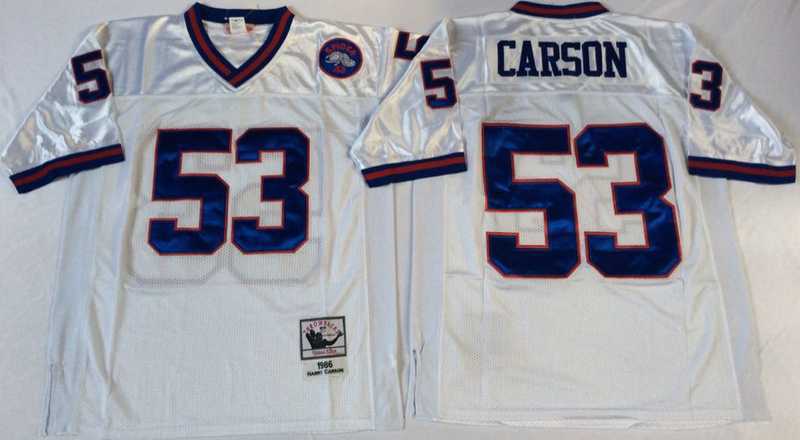 Men%27s New York Giants #53 Harry Carson White Throwback Stitched Football Jersey->new york giants->NFL Jersey