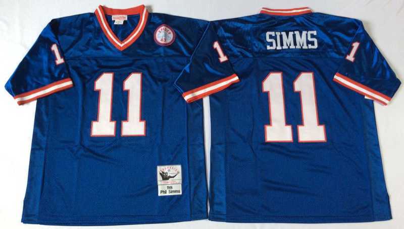 Men%27s New York Giants #11 Phil Simms Blue Throwback Stitched Football Jersey->new orleans saints->NFL Jersey