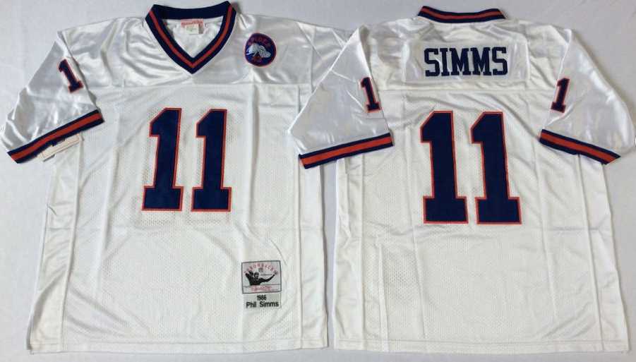 Men%27s New York Giants #11 Phil Simms White Throwback Stitched Football Jersey->new orleans saints->NFL Jersey