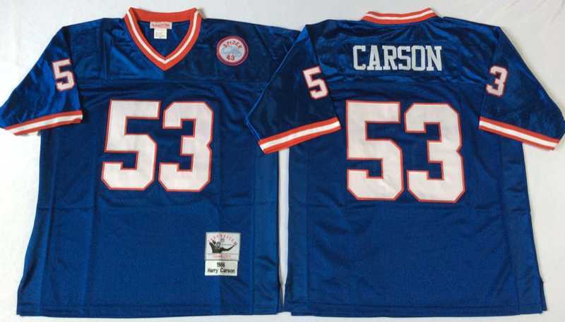 Men%27s New York Giants #53 Harry Carson Blue Throwback Stitched Football Jersey->new york giants->NFL Jersey