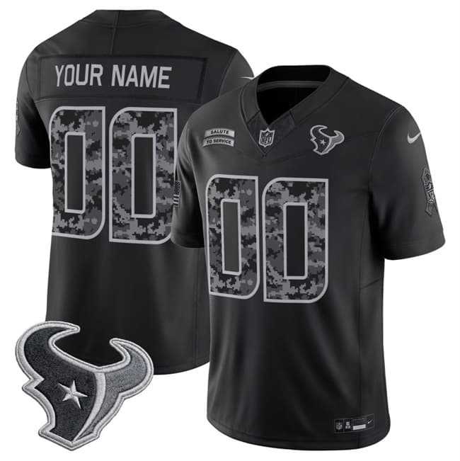 Men%27s Houston Texans Active Player Custom Black F.U.S.E. 2026 Salute to Service Limited Football Stitched Jersey->customized nfl jersey->Custom Jersey