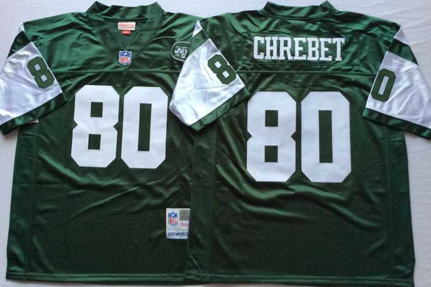 Men%27s New York Jets #80 Wayne Chrebet Green Throwback Stitched Football Jersey->new york jets->NFL Jersey