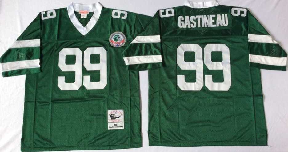 Men%27s New York Jets #99 Mark Gastineau Green Throwback Stitched Football Jersey->new york jets->NFL Jersey