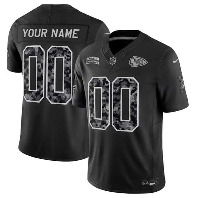 Men%27s Kansas City Chiefs Active Player Custom Black F.U.S.E. 2026 Salute to Service Limited Football Stitched Jersey->customized nfl jersey->Custom Jersey