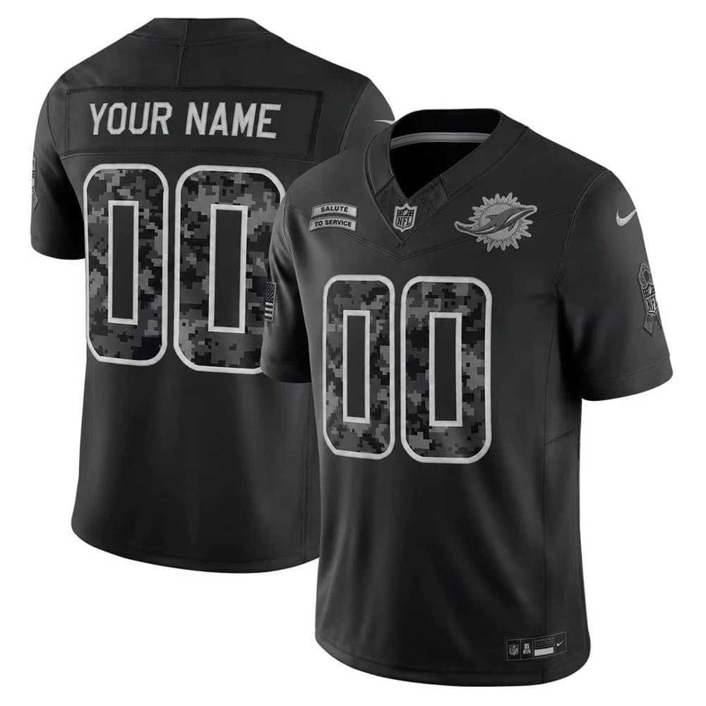 Men%27s Miami Dolphins Active Player Custom Black F.U.S.E. 2026 Salute to Service Limited Football Stitched Jersey->customized nfl jersey->Custom Jersey
