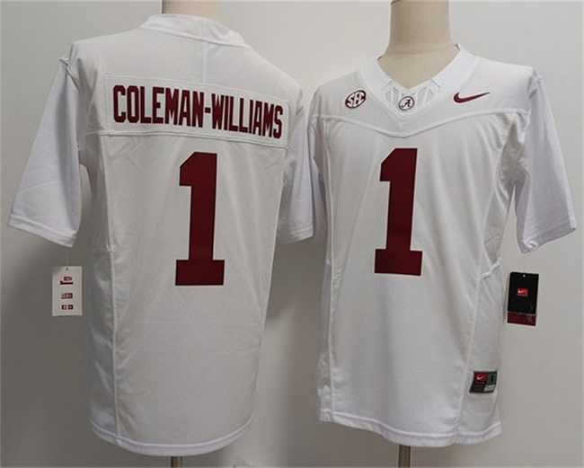 Men%27s Alabama Crimson Tide #1 Ryan Alexander Coleman-Williams Jr White F.U.S.E 2026 Stitched Football Jersey->alabama crimson tide->NCAA Jersey