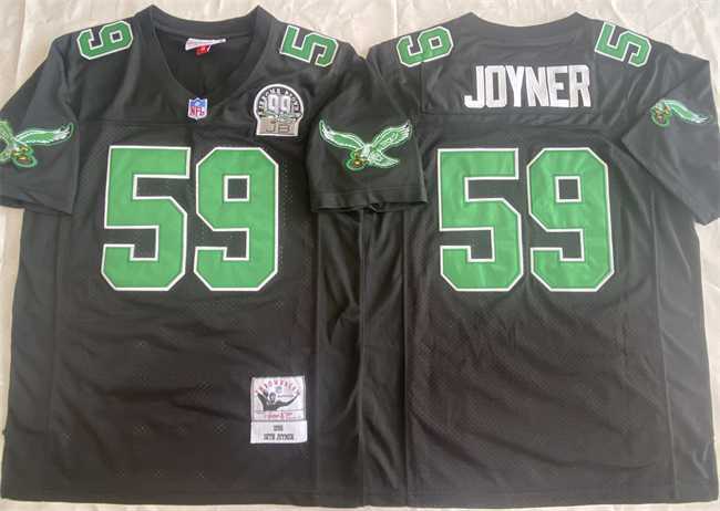 Men%27s Philadelphia Eagles #59 Seth Joyner Black Throwback Stitched Football Jersey->philadelphia eagles->NFL Jersey