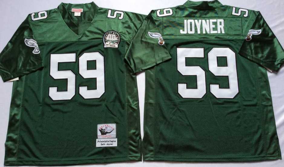 Men%27s Philadelphia Eagles #59 Seth Joyner Green Throwback Stitched Football Jersey->philadelphia eagles->NFL Jersey