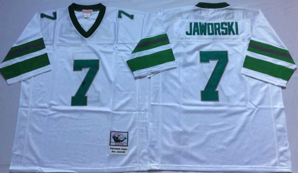 Men%27s Philadelphia Eagles #7 Ron Jaworski White Throwback Stitched Football Jersey->new york jets->NFL Jersey