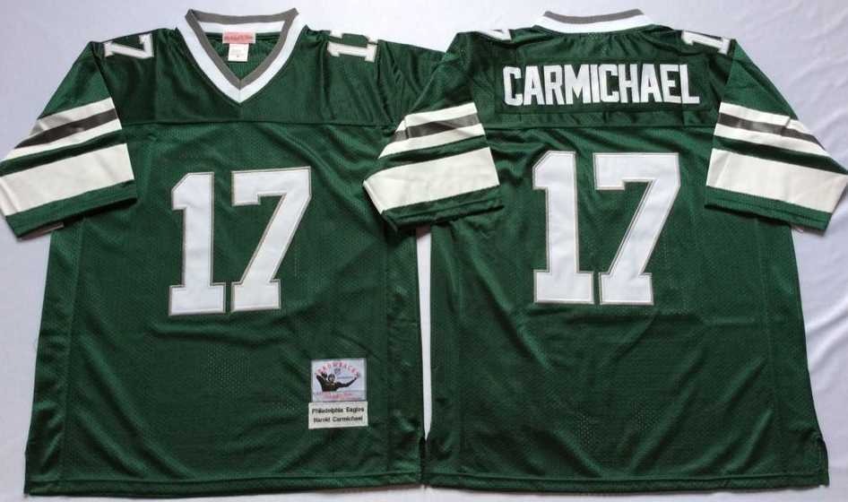 Men%27s Philadelphia Eagles #17 Harold Carmichael Green Throwback Stitched Football Jersey->philadelphia eagles->NFL Jersey
