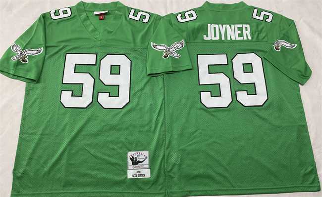 Men%27s Philadelphia Eagles #59 Seth Joyner Kelly Green Throwback Stitched Football Jersey->philadelphia eagles->NFL Jersey