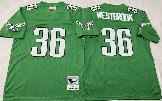 Men%27s Philadelphia Eagles #36 Brian Westbrook Kelly Green Throwback Stitched Football Jersey->philadelphia eagles->NFL Jersey