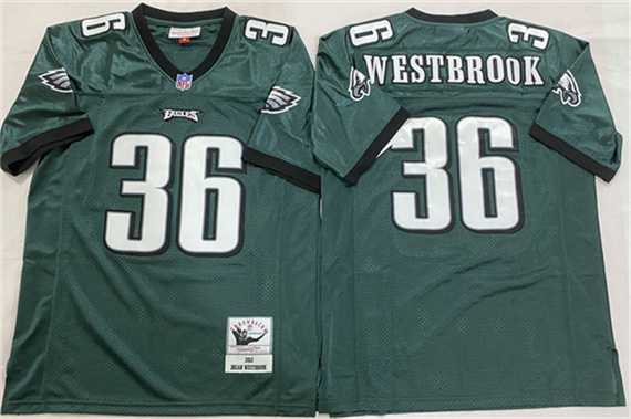 Men%27s Philadelphia Eagles #36 Brian Westbrook Green Throwback Stitched Football Jersey->philadelphia eagles->NFL Jersey