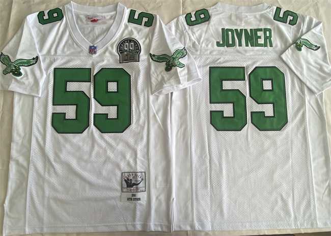 Men%27s Philadelphia Eagles #59 Seth Joyner White Throwback Stitched Football Jersey->philadelphia eagles->NFL Jersey